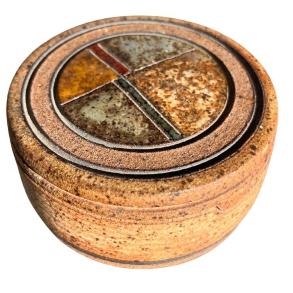 Jack Wells Studio Pottery Lidded Jar Signed MCM Southwest Trinket Box